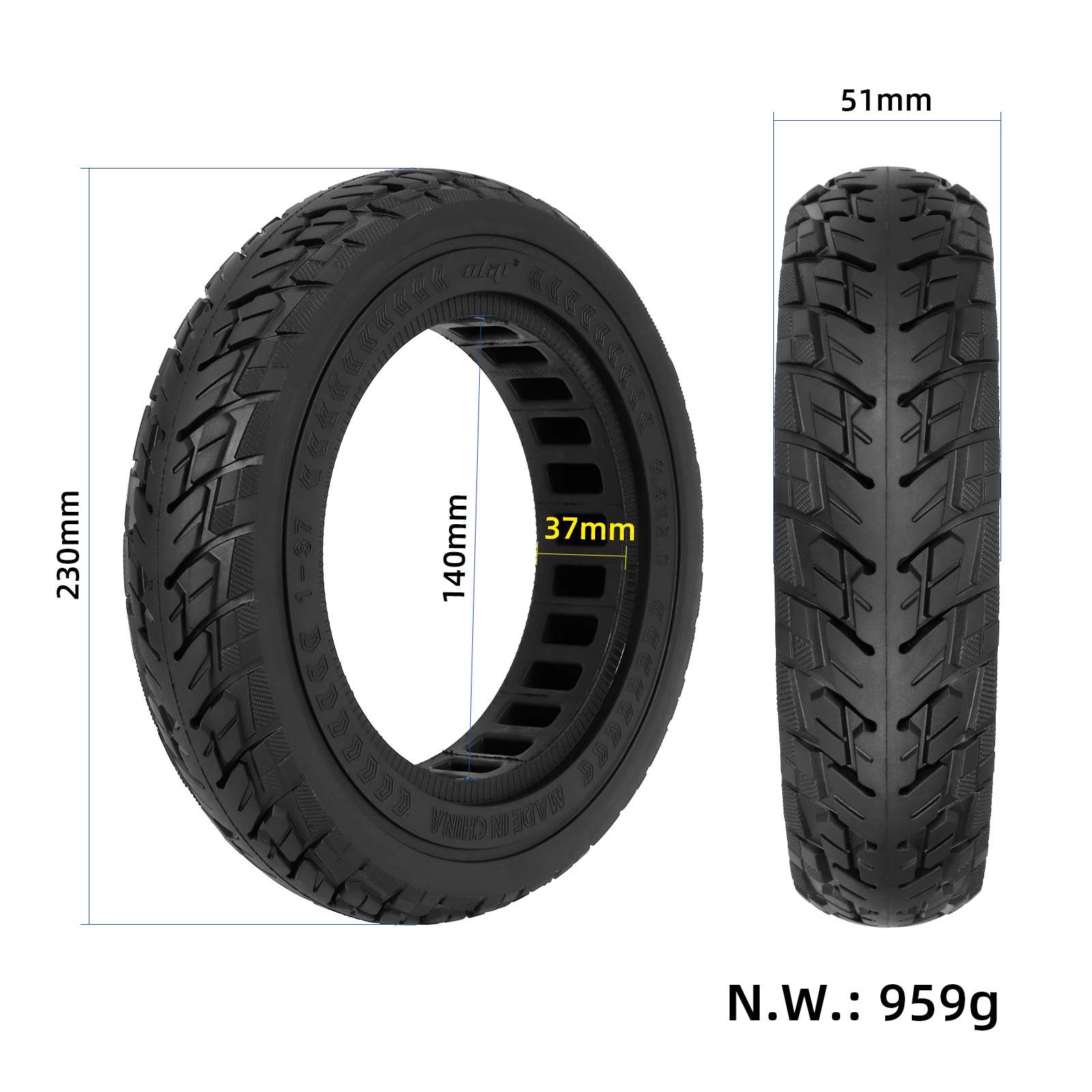 საბურავი - 50/75-6.1, [9.5x2.0], Ø245×50mm ULIP solid tire 8.5 inch scooters [475]